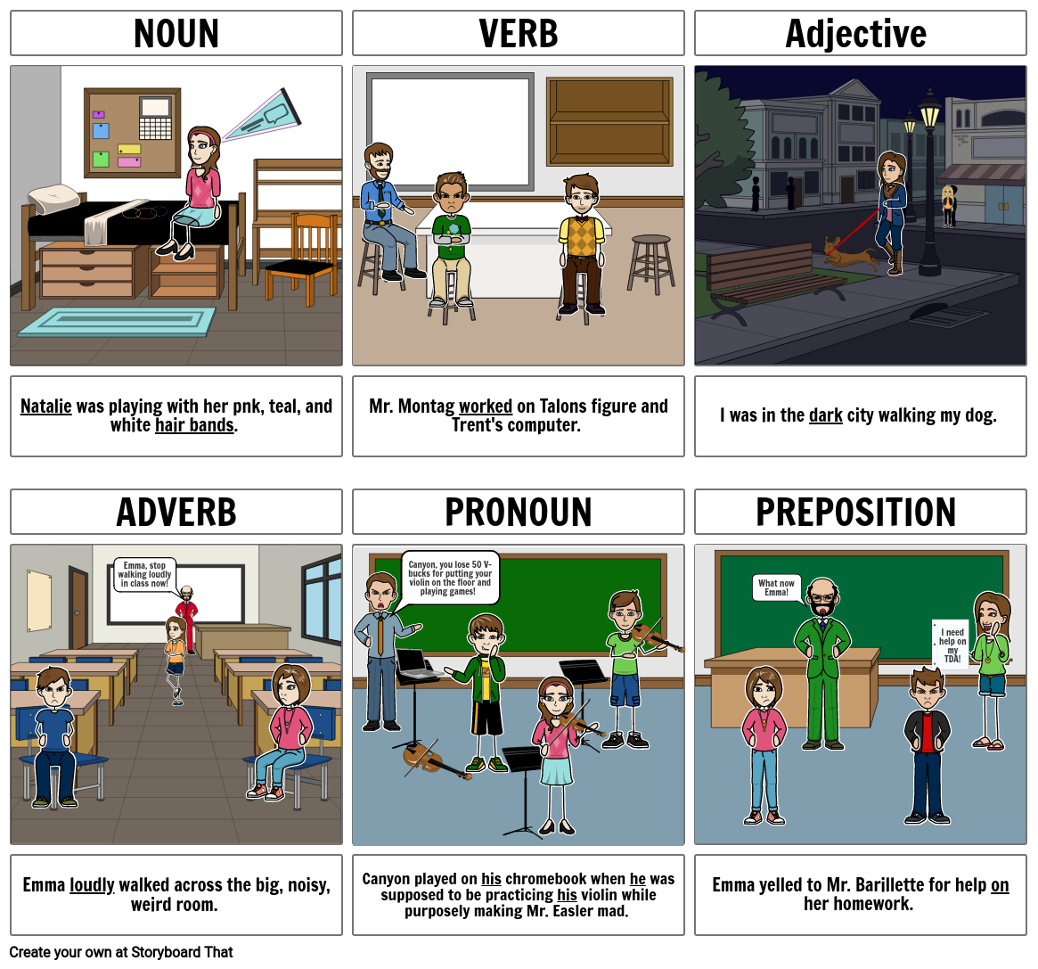 Parts Of Speech Project Storyboard By Natalie schaller mahl