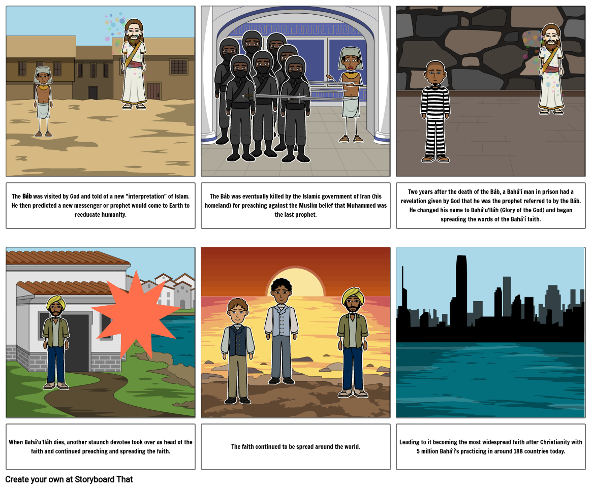 Origin of Bahá’í Faith Storyboard by nighthawk899