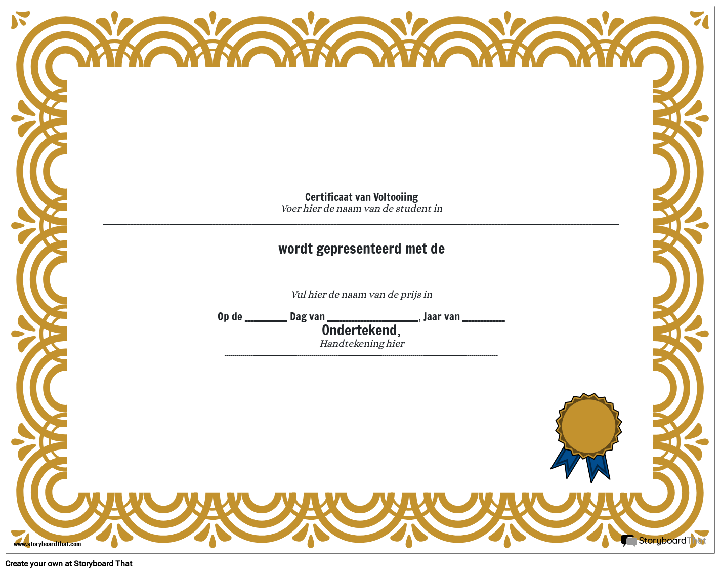 Certificaat van Voltooiing Storyboard Door nl-examples