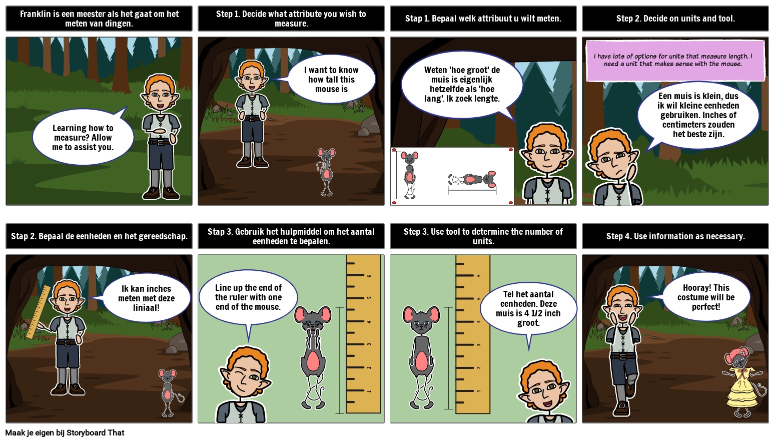 Hoe te meten - Cartoons storyboard Storyboard por nl-examples