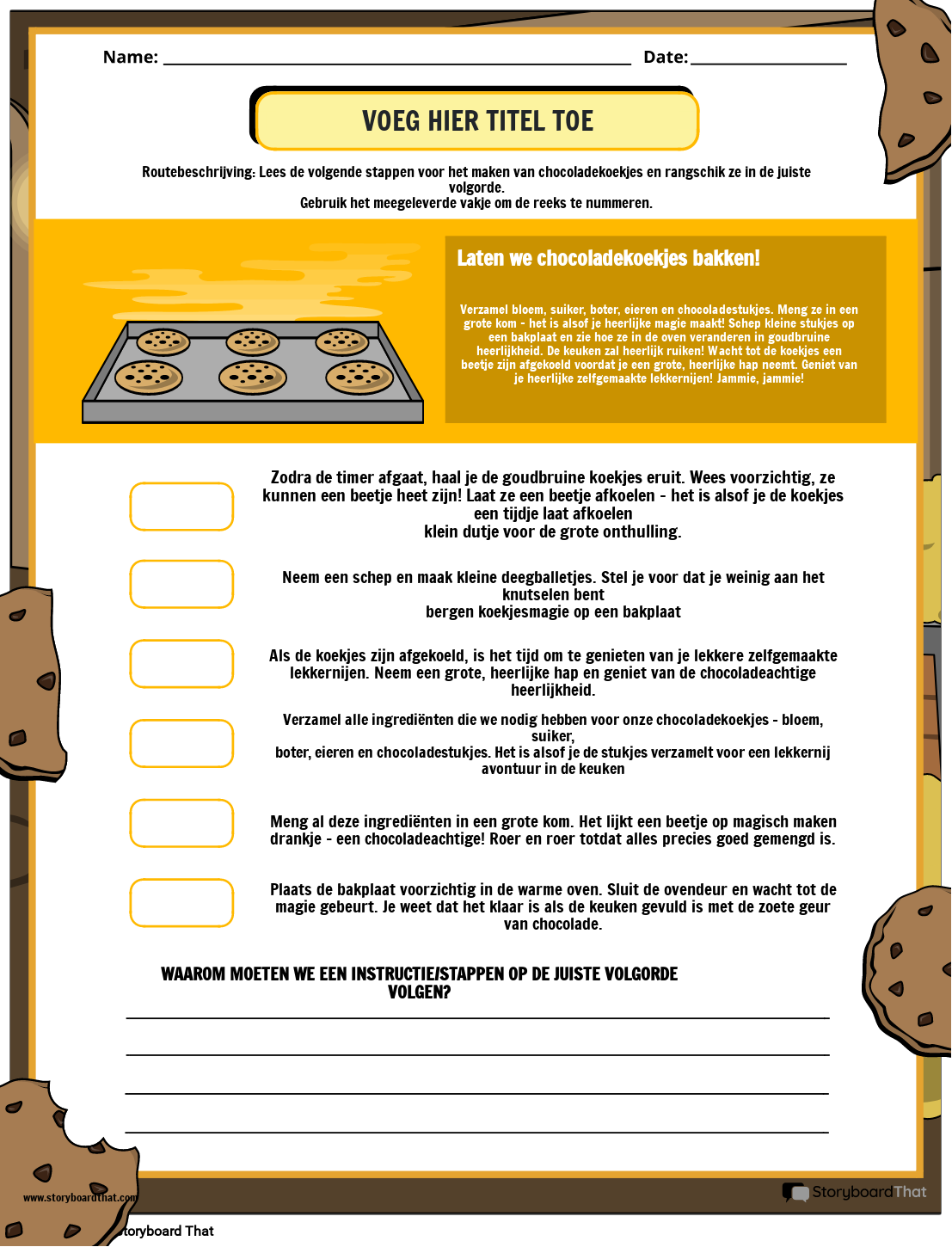 Instructies Instructies Sequencing-werkblad Storyboard por nl-examples