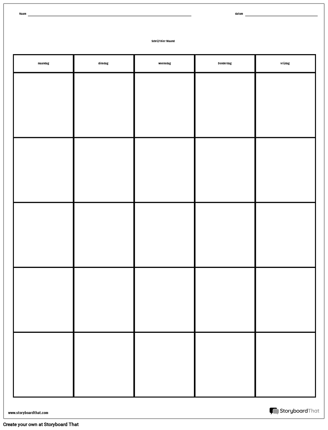 Kalender - Weekdag Storyboard par nl-examples