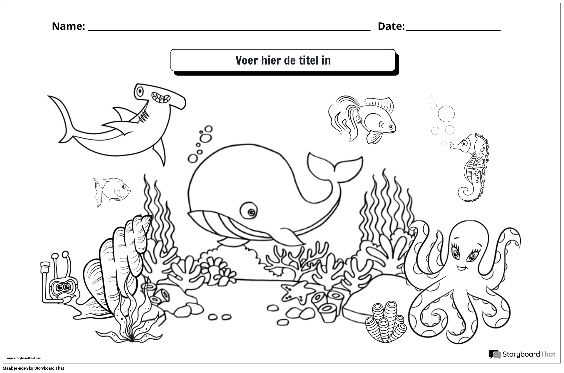 Kleurplaat onder de zee thema storyboard by nl examples