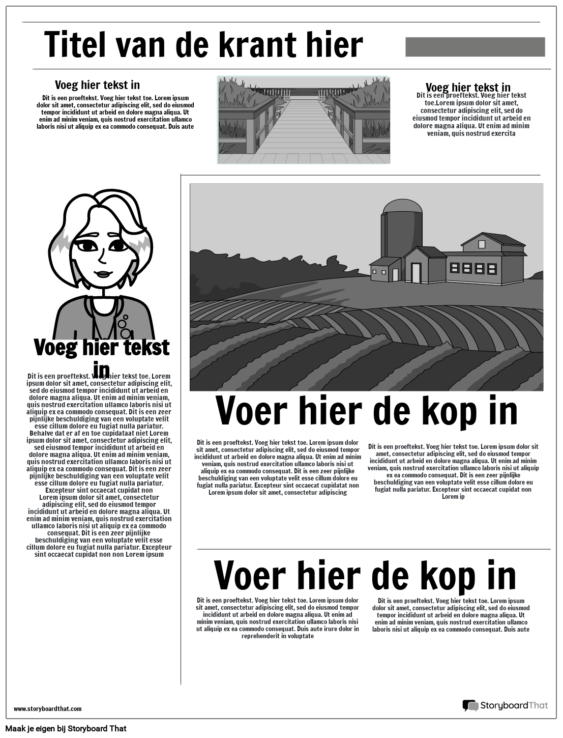 Leuke krant sjabloon grijs Storyboard by nlexamples