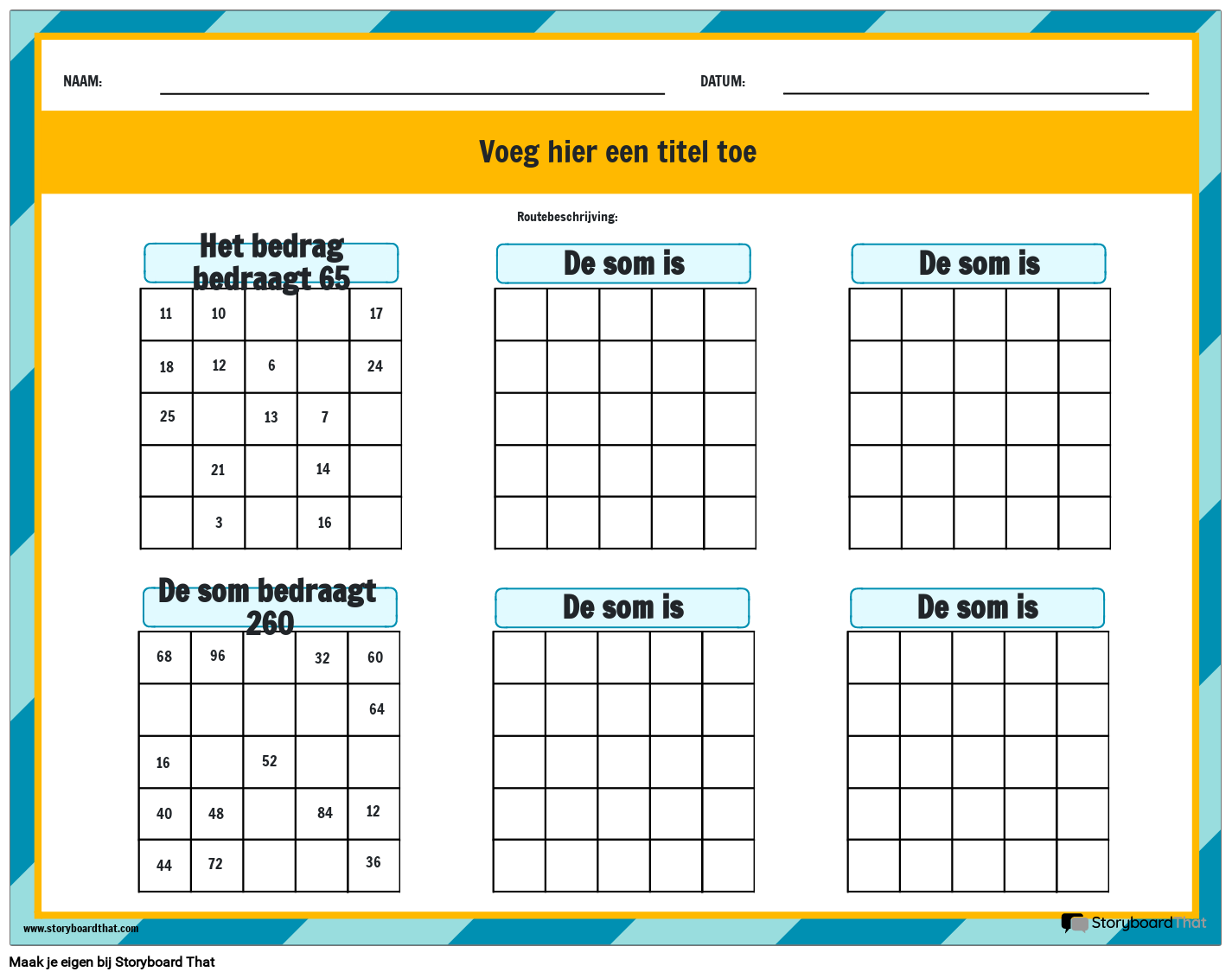 Magische Vierkanten - Werkblad Rekenspelletjes