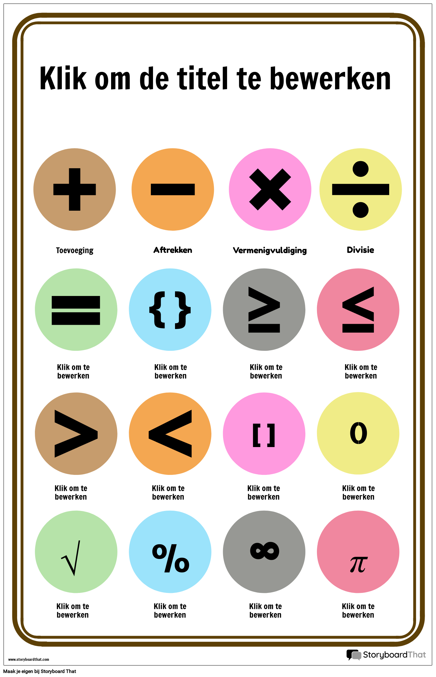 Minimalistische Wiskundige Symbolen Poster Storyboard