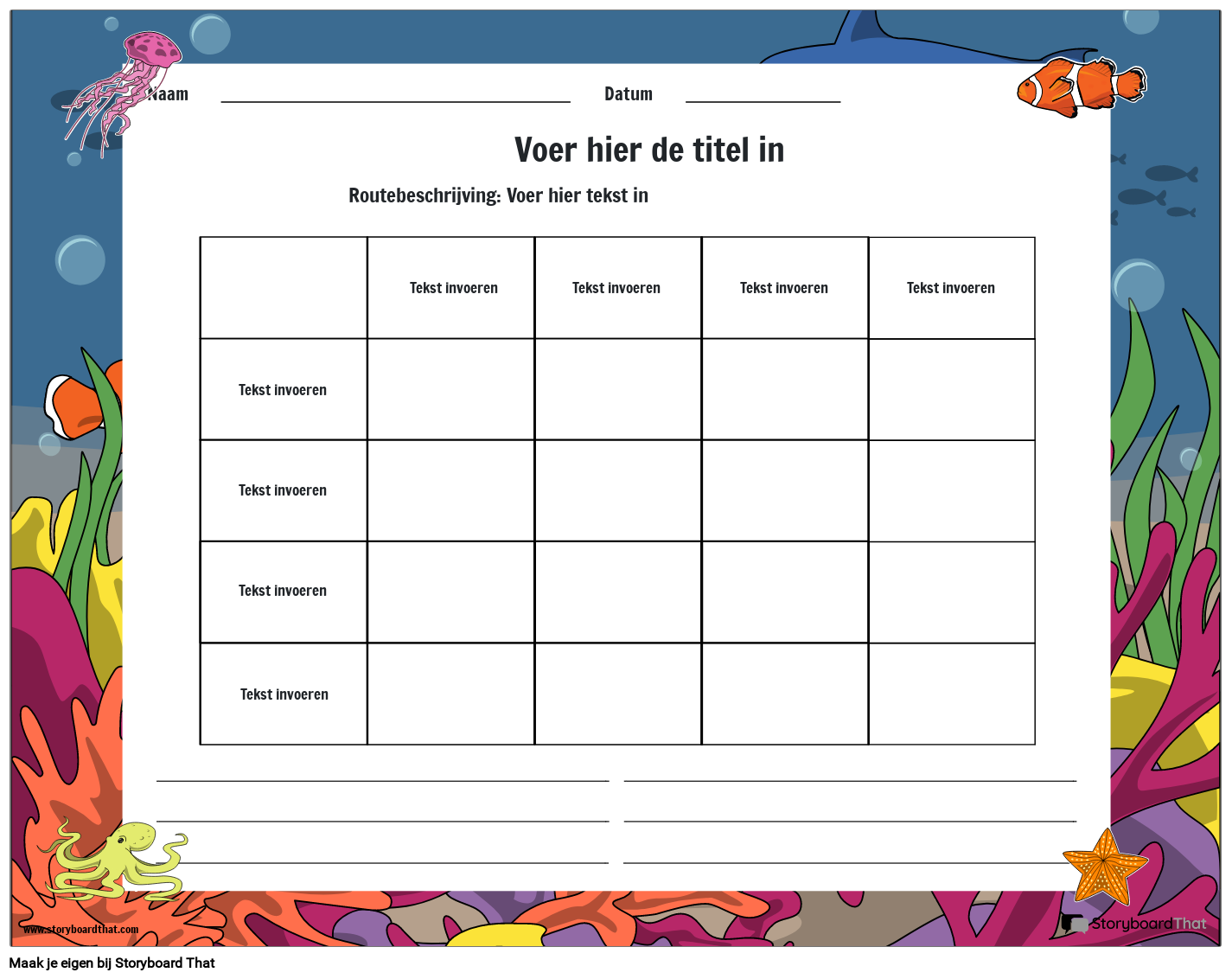 onder het zeethema logicaprobleem-werkblad Storyboard