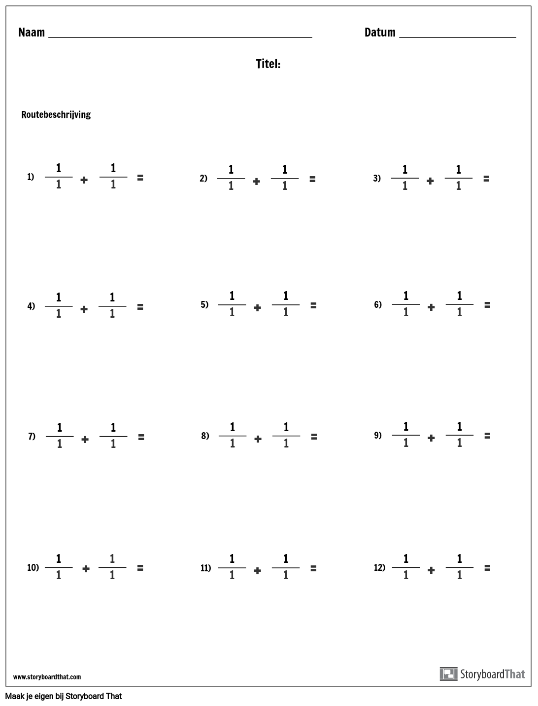 Optellen - Breuken Storyboard By Nl-examples