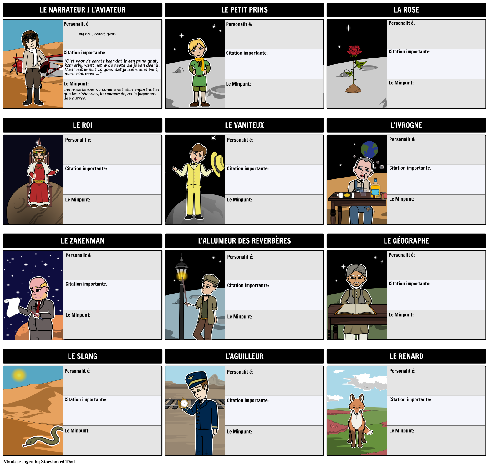 Personnages Dans Le Petit Prince Storyboard Door Nl Examples