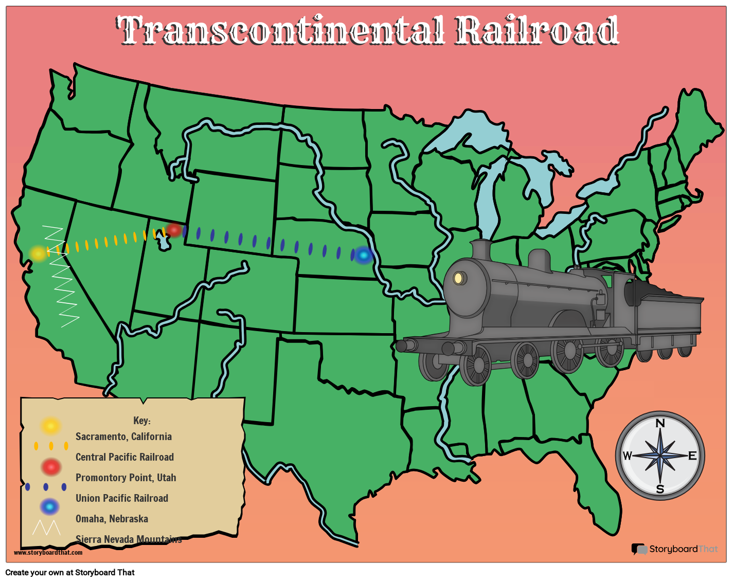 Transcontinentale Spoorwegkaart Storyboard por nlexamples