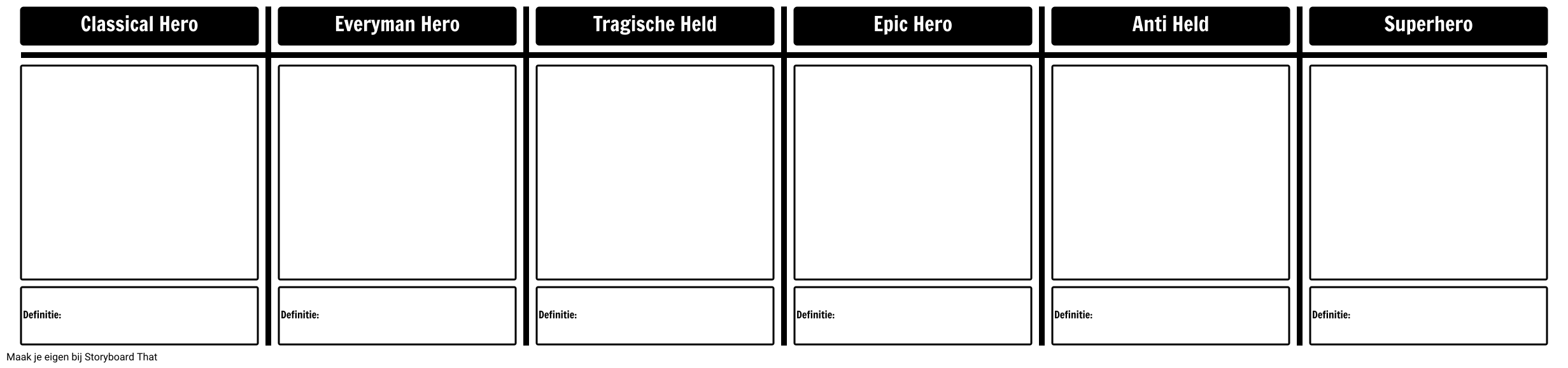 Types of Heroes - Werkblad Storyboard por nl-examples