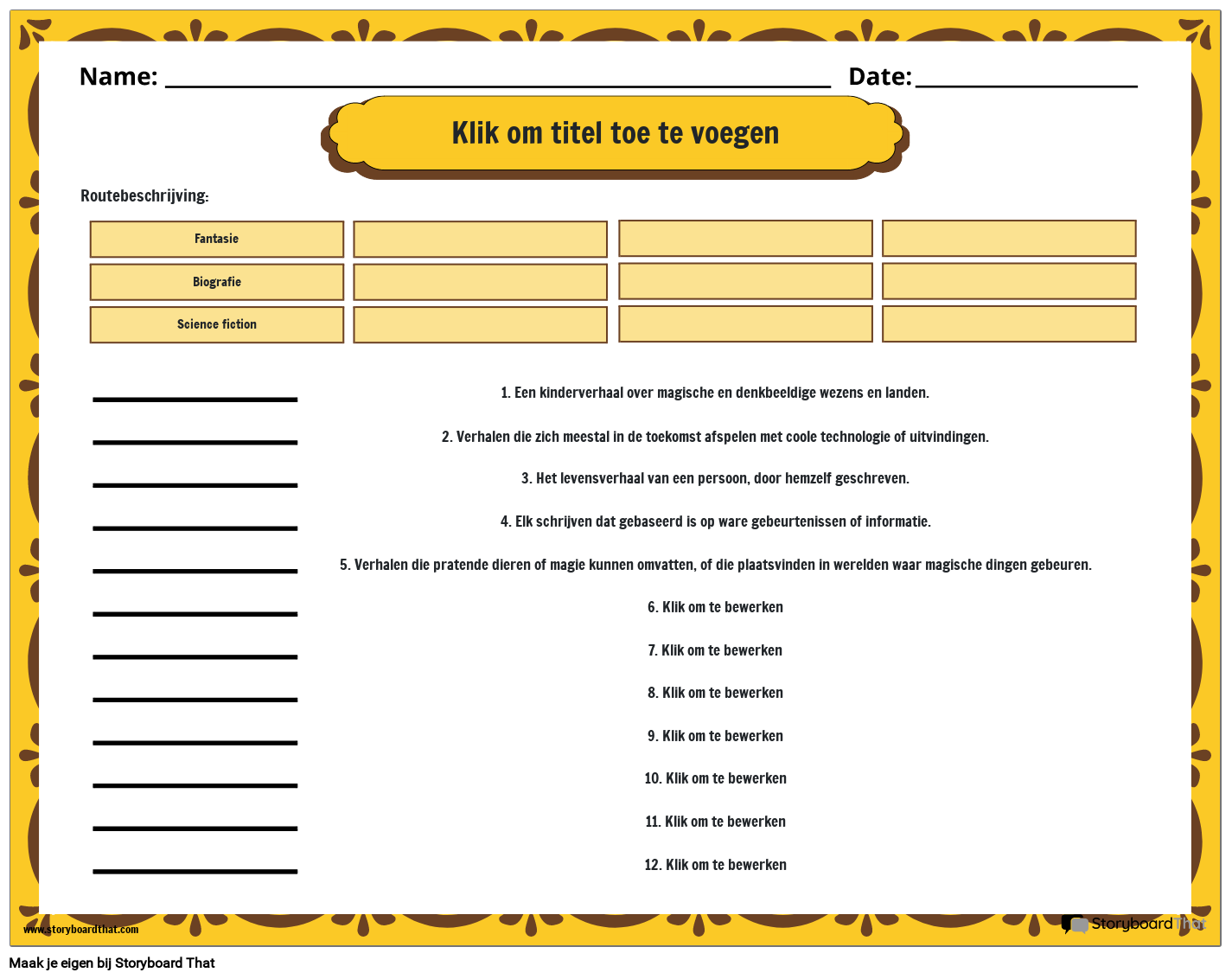 werkblad-literaire-genres-identificeren-storyboard