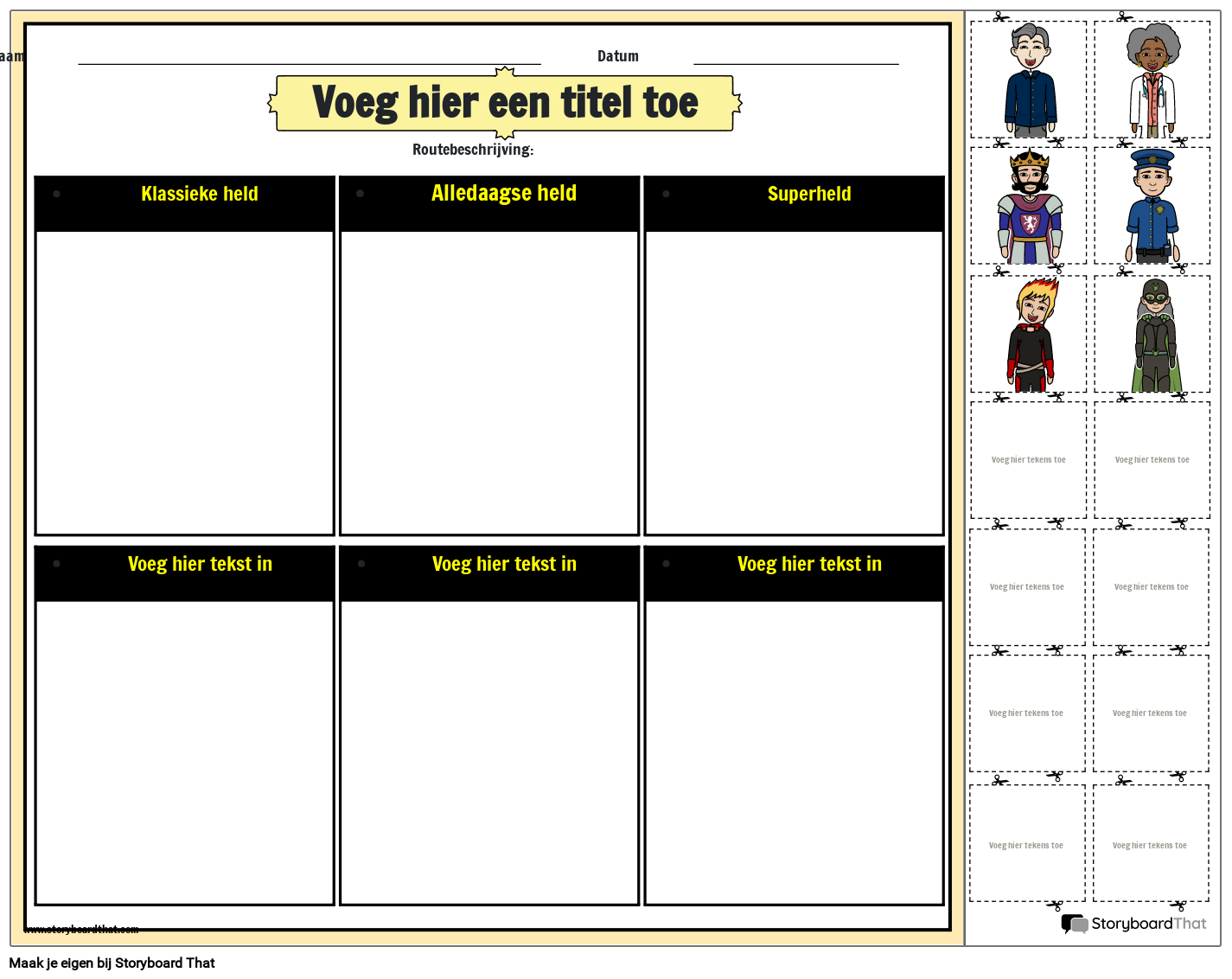 Werkblad Typen Helden Knippen En Plakken Storyboard werkblad-typen-helden-knippen-en-plakken-storyboard