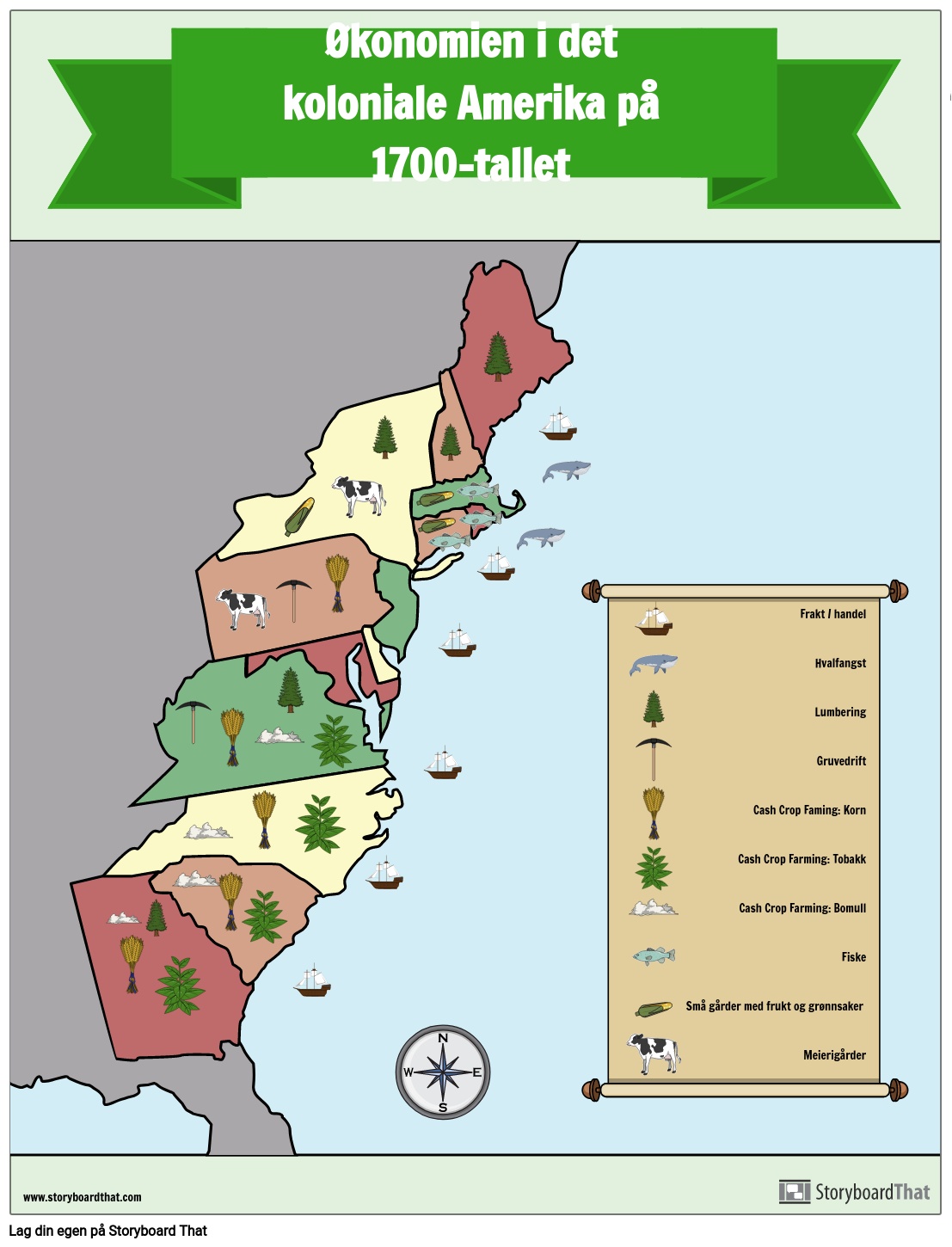 13 Colonies Economy Map Storyboard Por No examples