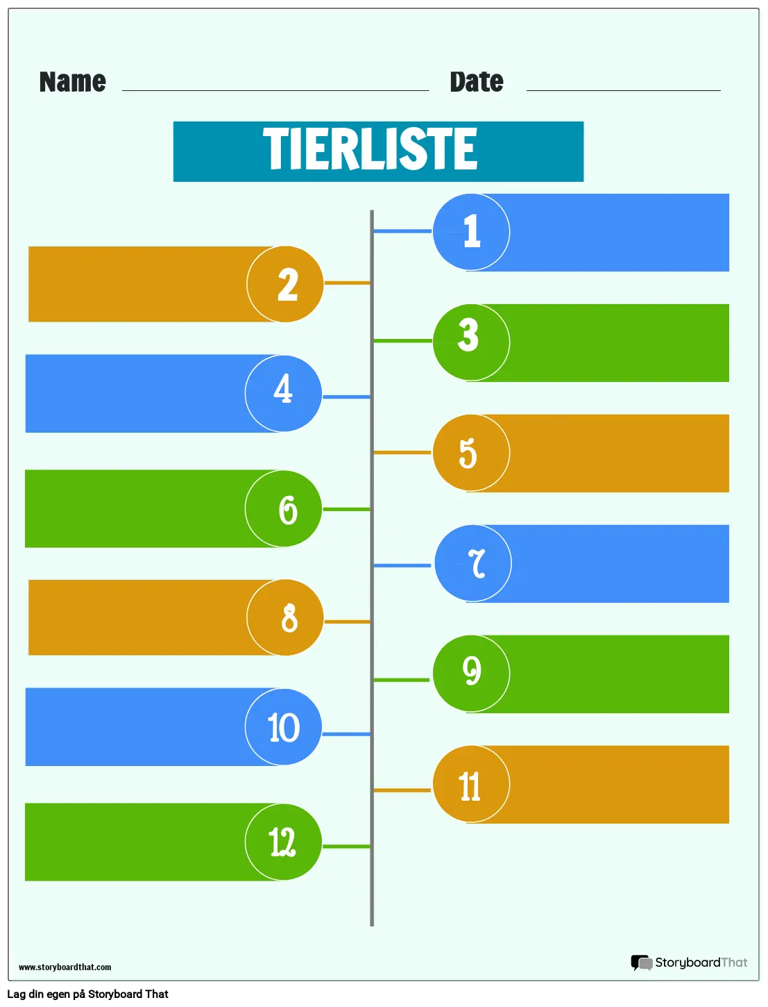 Arbeidsark for tierlisteaktiviteter