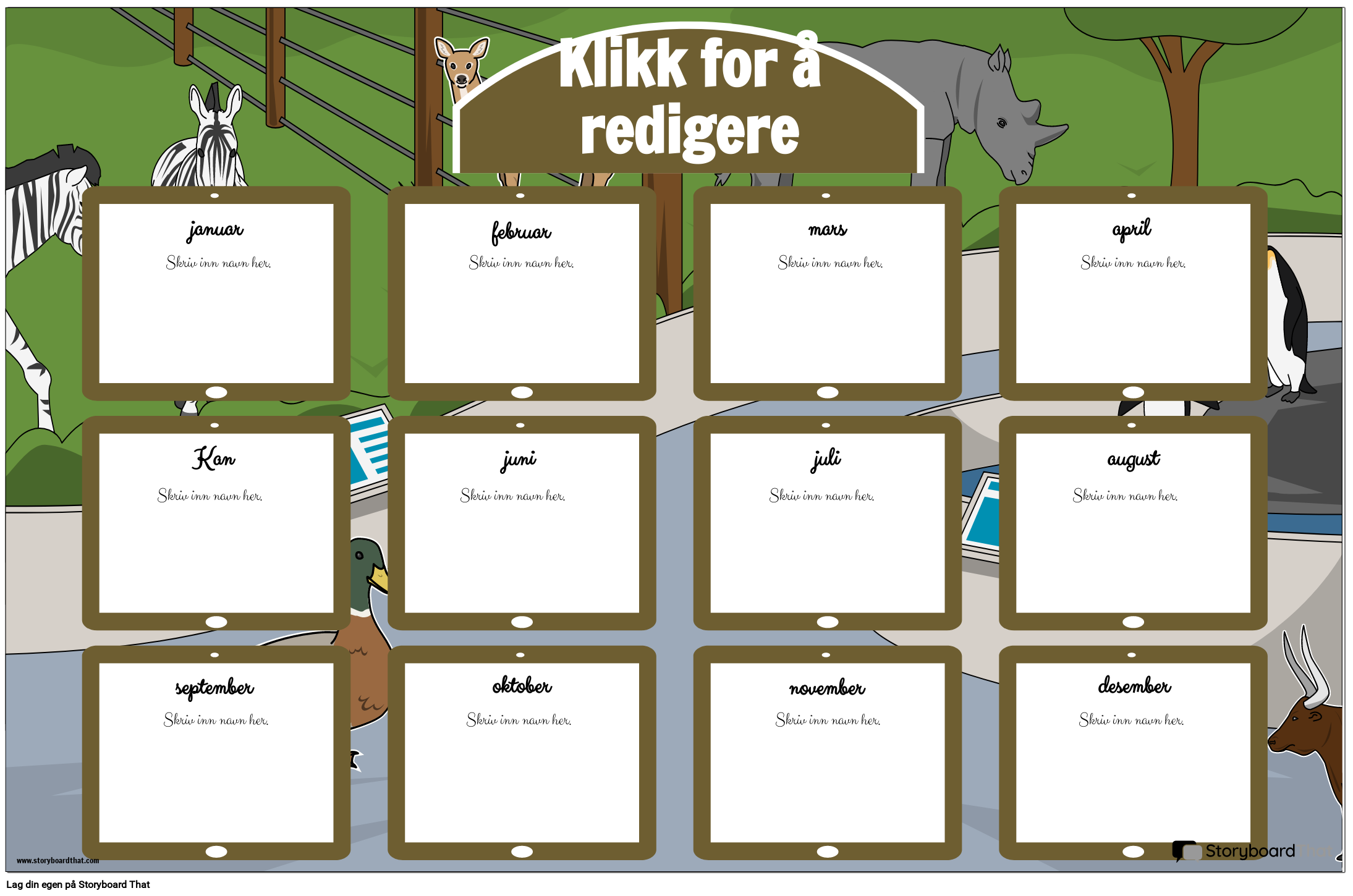 Bursdagsplakatdesign med Dyrehage-tema Storyboard