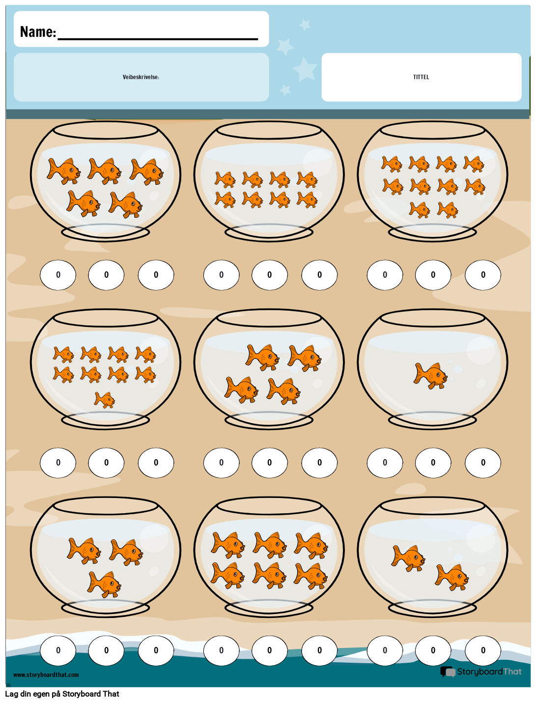 Counting Fish Matching Worksheet Storyboard por no-examples