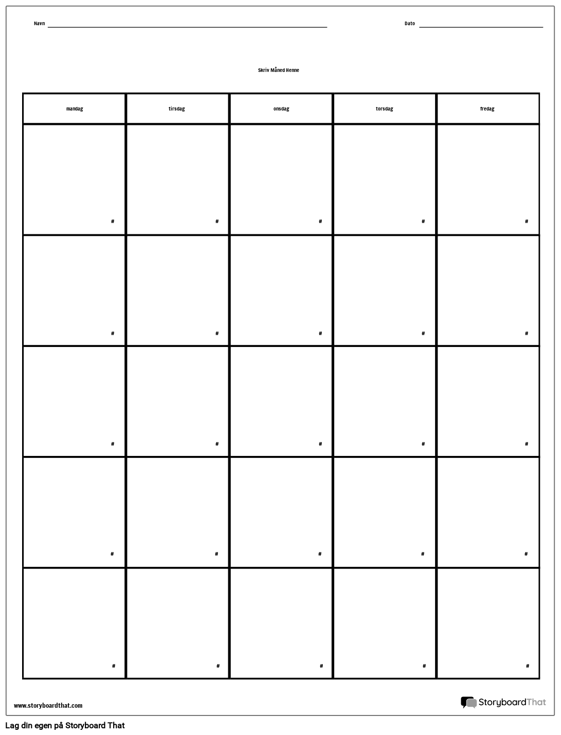 Kalender - Uke Dag Storyboard by no-examples