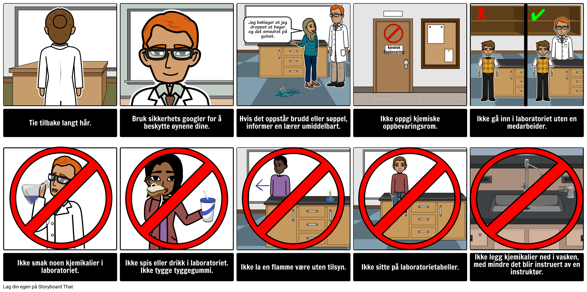 Lab Safety Rules Storyboard por noexamples