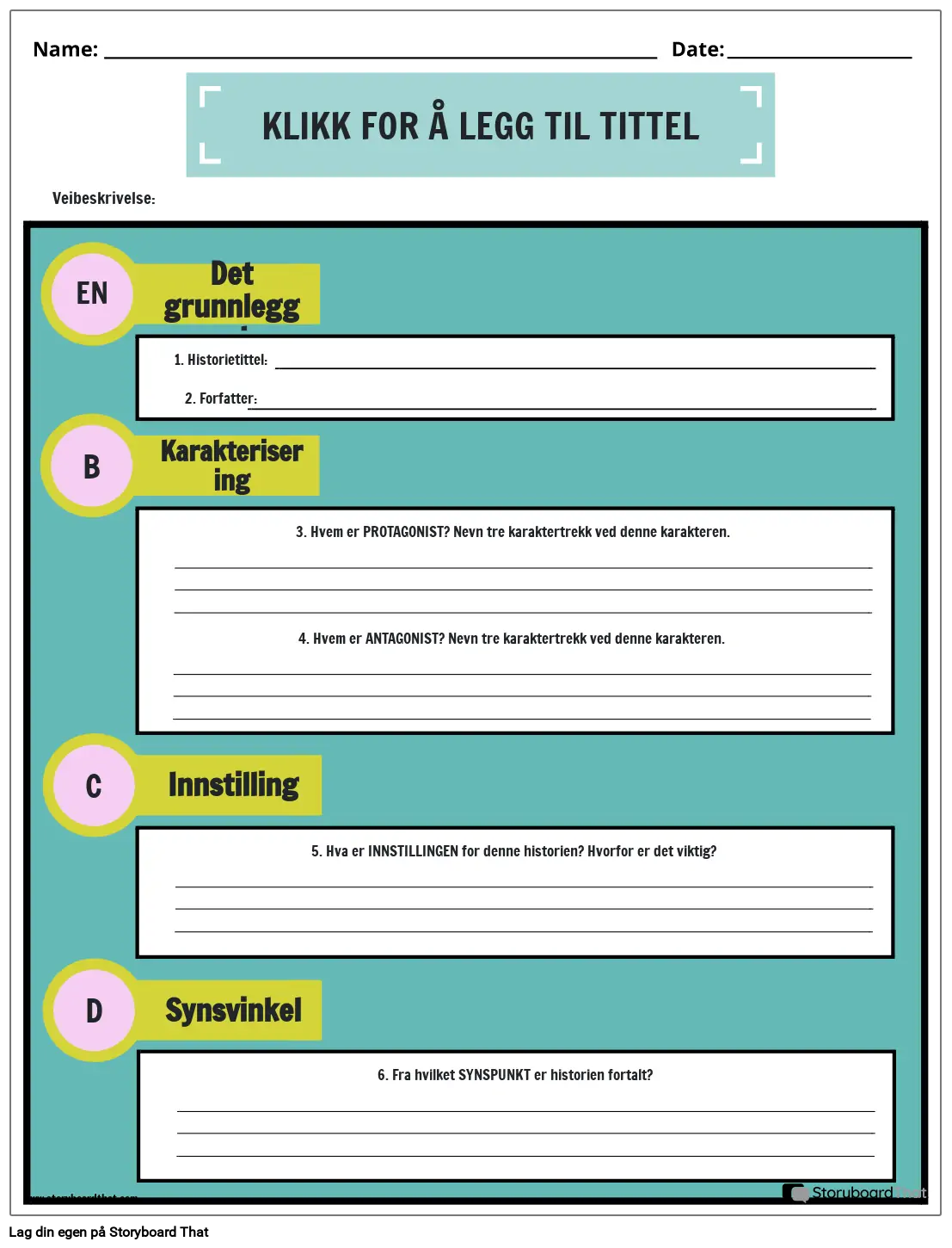 Novelleanalyse: Protagonist Vs Antagonist Worksheet