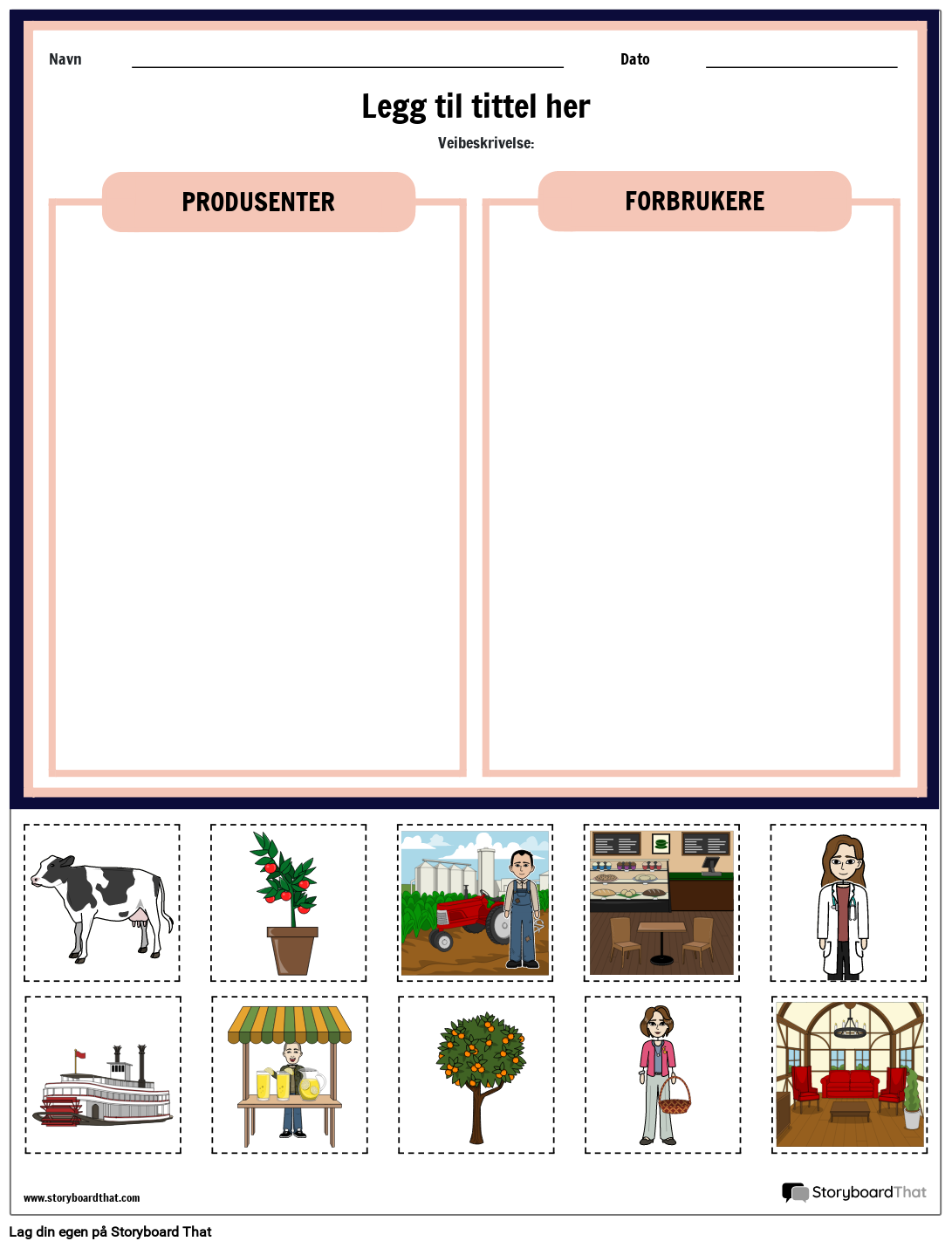 Produsenter og Forbrukere Klipp-og-lim-regneark