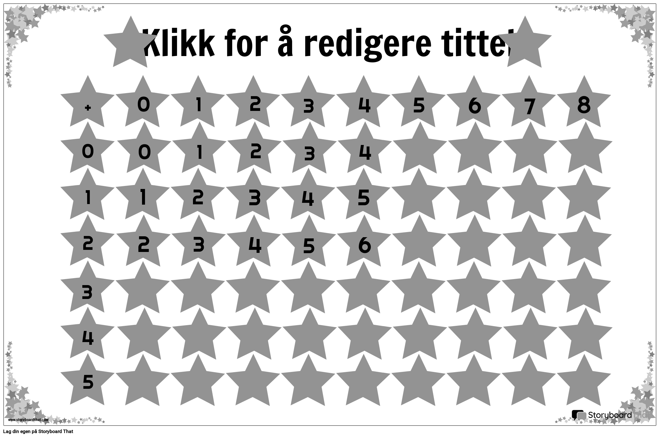 Tilleggslister-plakat Med Stjerner B&W Storyboard