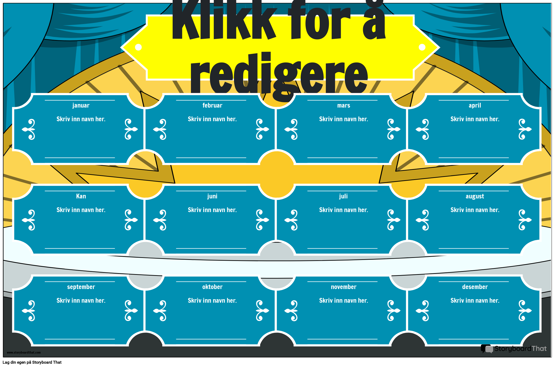 Trykkklar Teaterbursdagsplakat Раскадровка по no-examples