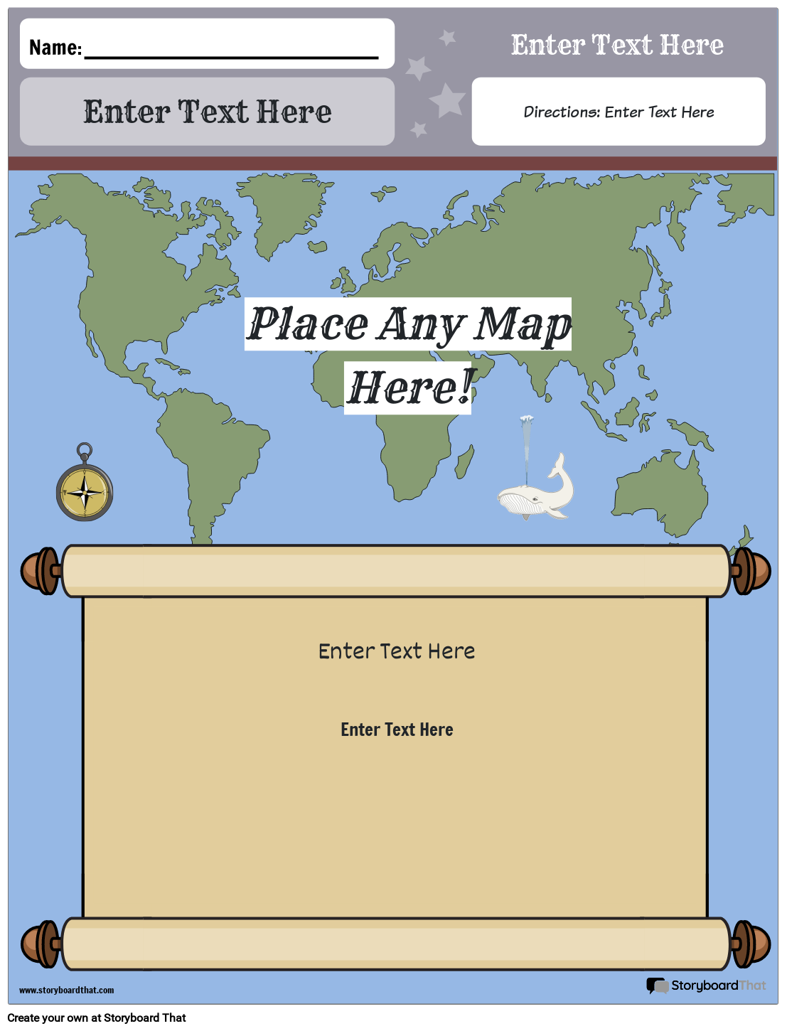 World Map Worksheet Fargeportrett med Rull