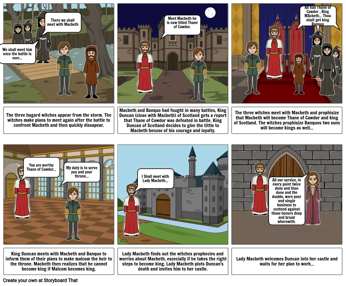 Macbeth Act 1 scenes 1-6 Storyboard by olviapryor