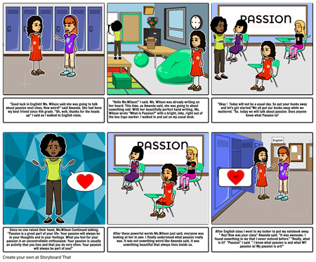 MS Comic Strip-Whats your Passion?-6th grade