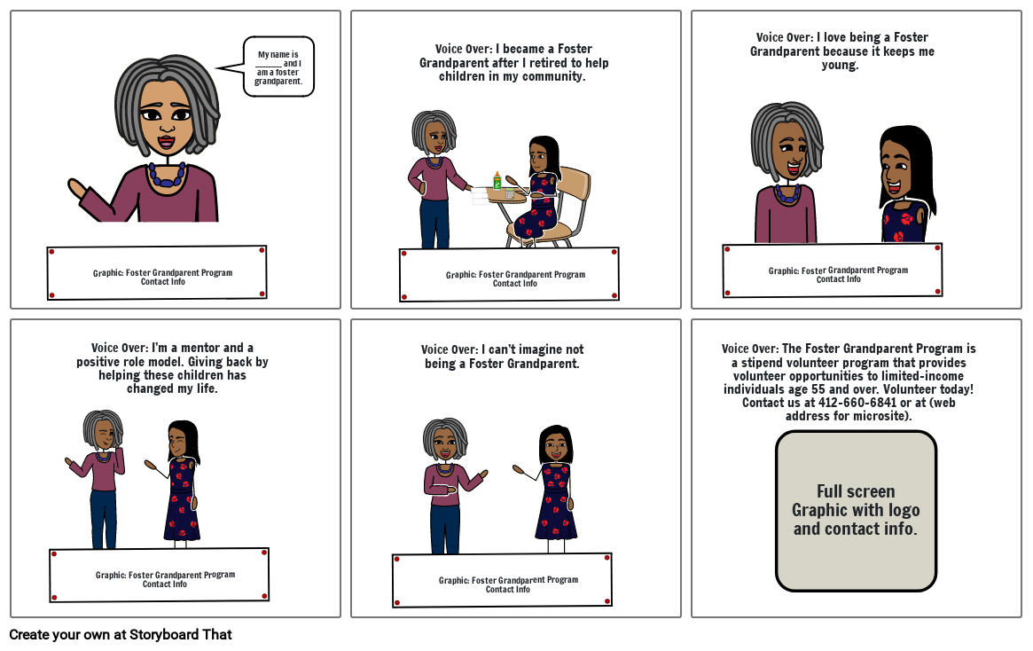 Foster Grandparent Commercial Storyboard Storyboard