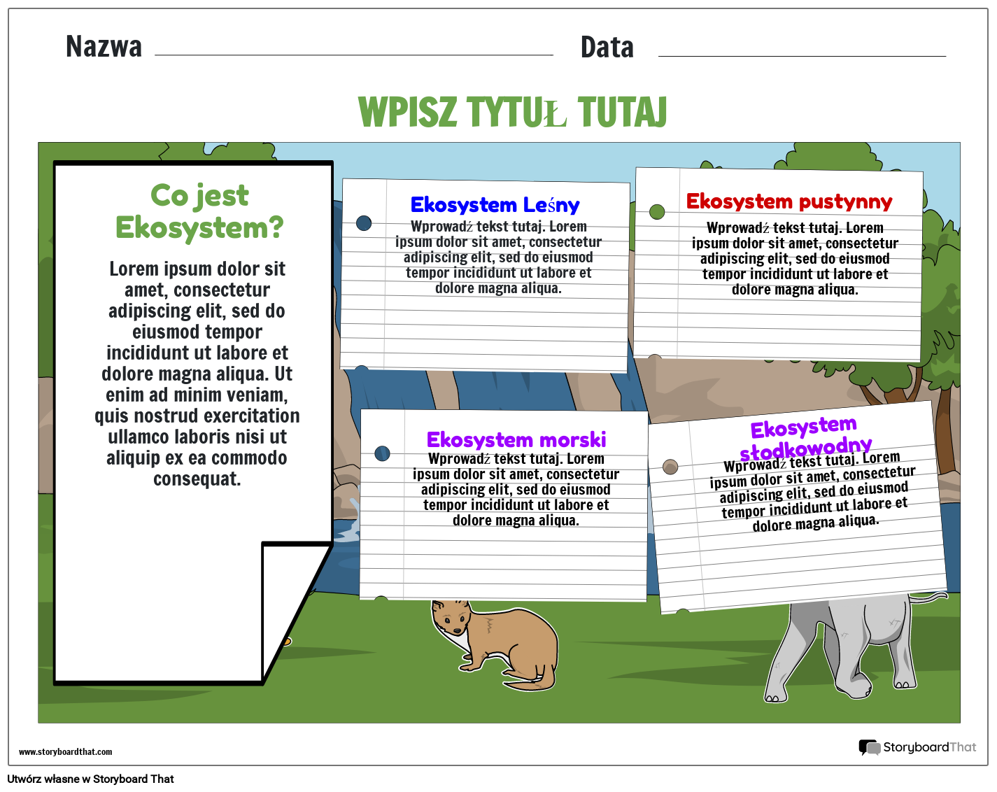 Arkusz informacyjny dotyczący ekosystemu do wydrukowania