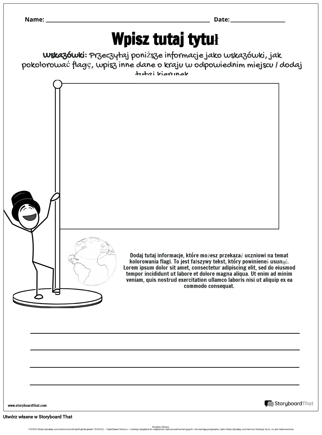 Szablon informacji o fladze kraju