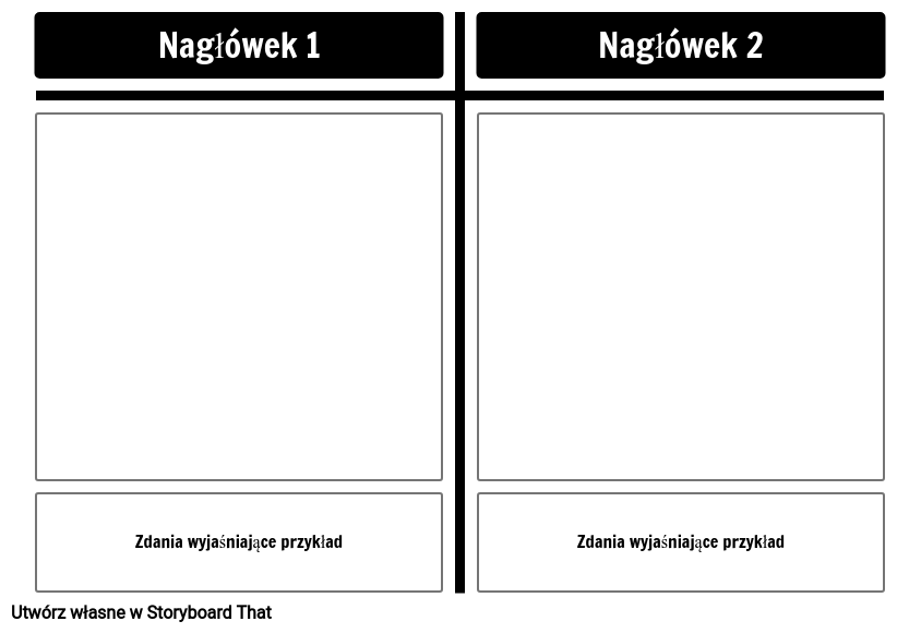 T-Chart z opisem 1 wiersz Storyboard by pl-examples