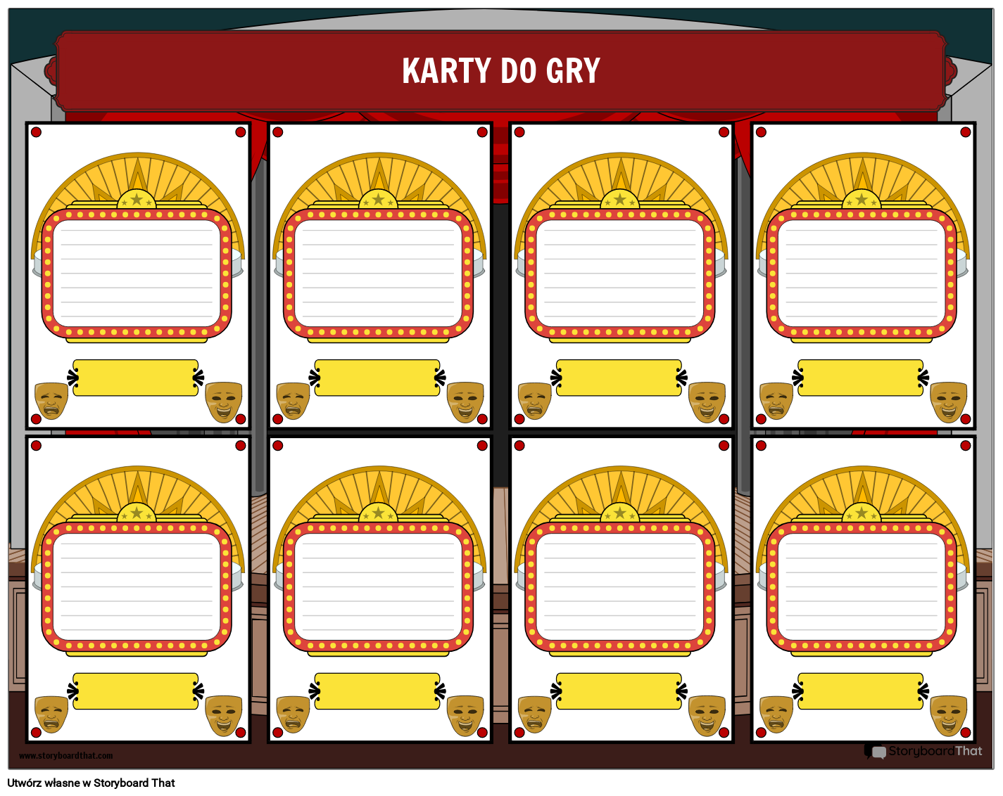 Zestaw Kart do gry Dramatycznej Storyboard por pl-examples