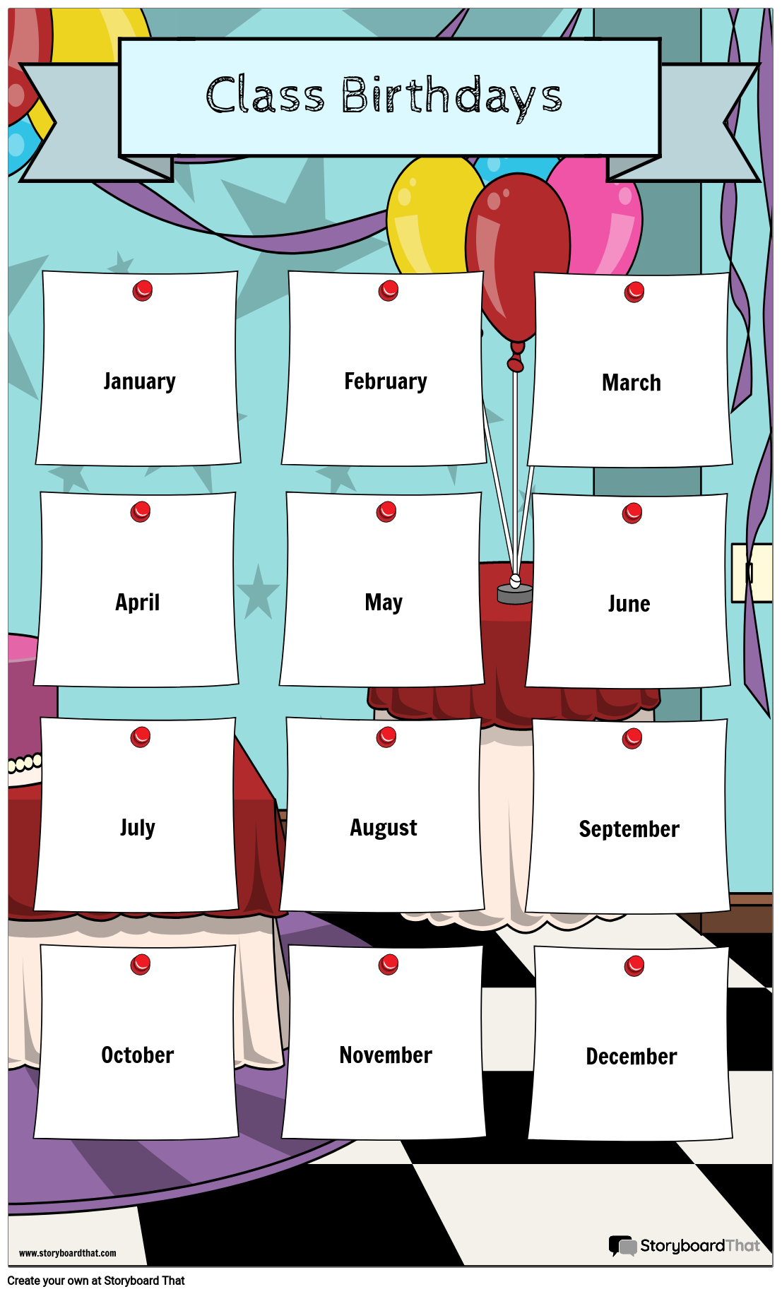 Classroom Birthday Calendar Storyboard Von Poster Templates