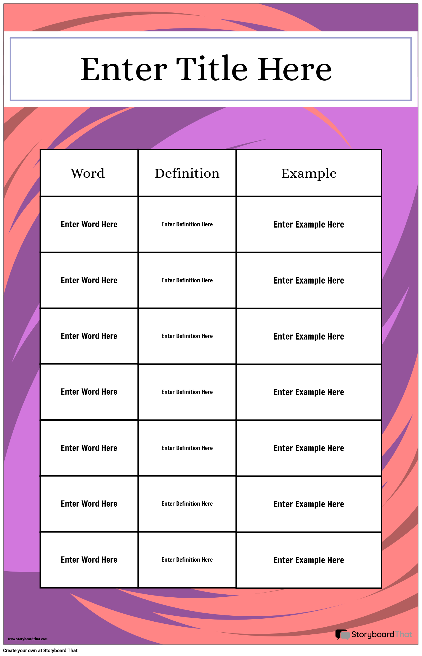 Make Vocabulary Posters | English Poster Templates