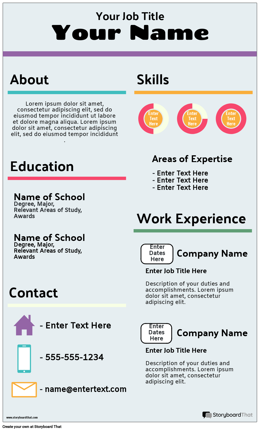 Colorful Resume Infographic Template - Resumes 1 