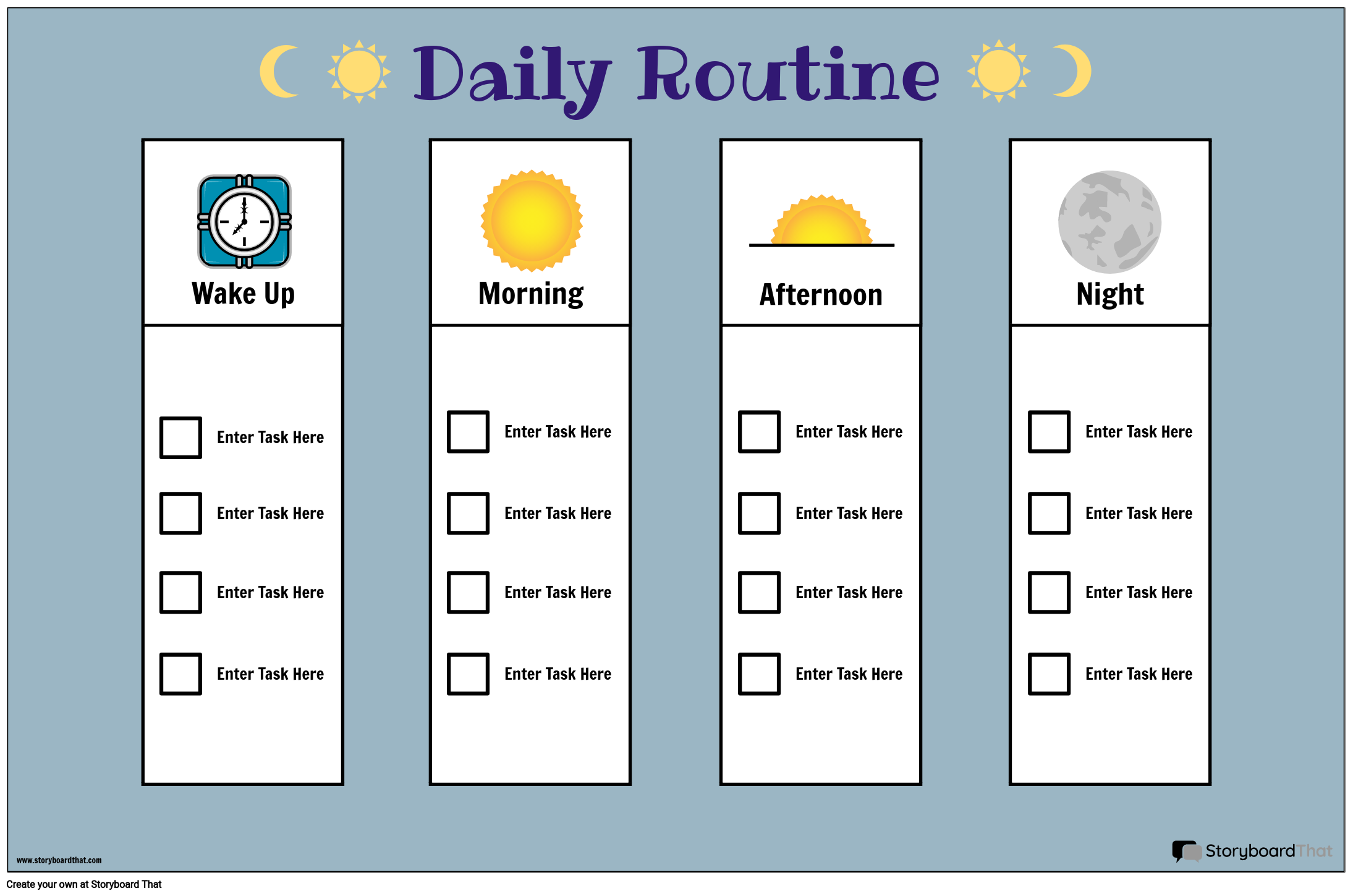 Daily Routine Chart Template — Daily Schedule Maker StoryboardThat