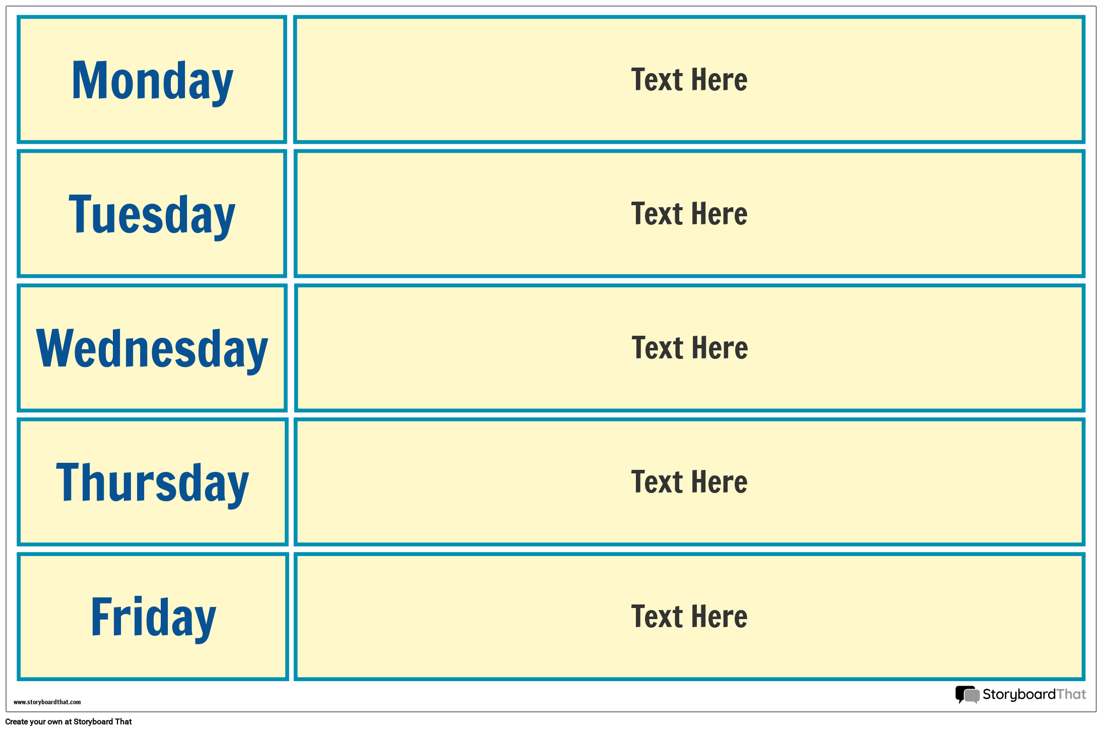 Landscape Calendar Poster Template for the Week