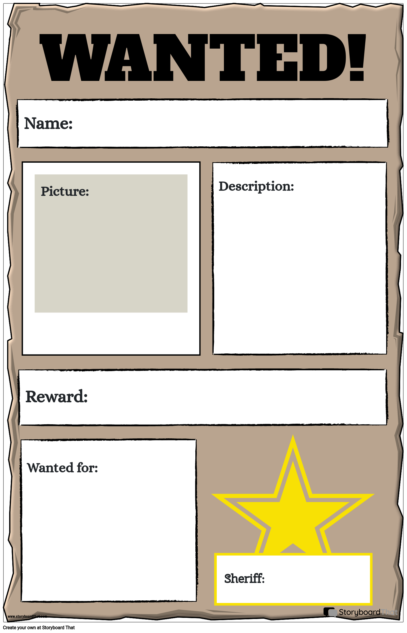 sammenhængende krone terrorisme Wanted Poster Template for Students | Create Wanted Posters | Storyboard  That