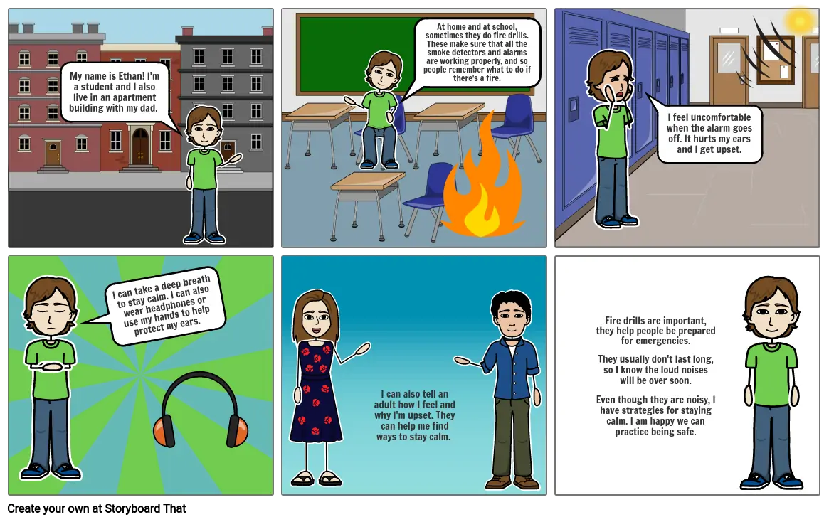 Ethan Social Story Fire Alarms Storyboard by potterbc