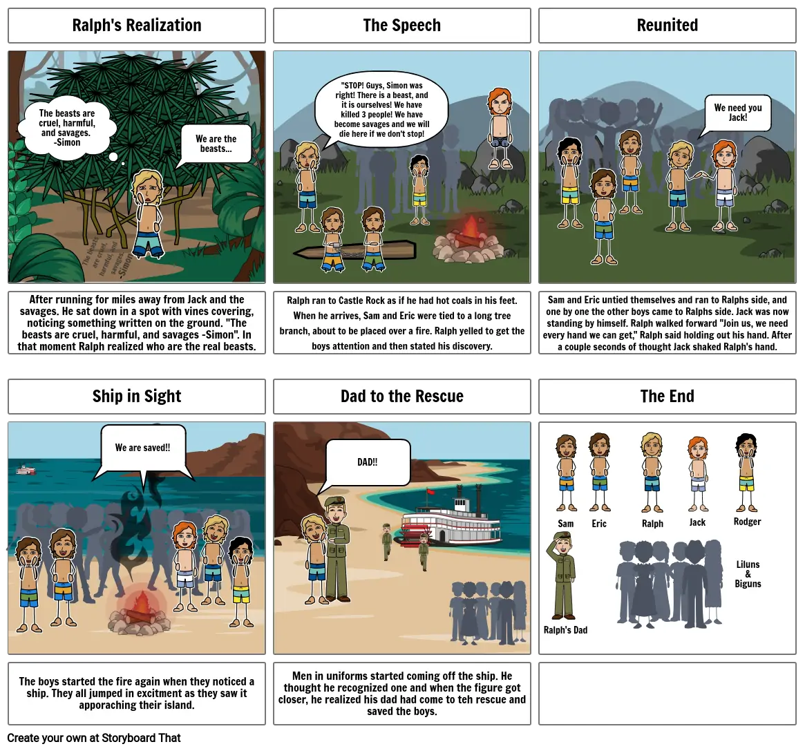 Lord of the Flies Ending Storyboard par pstock12