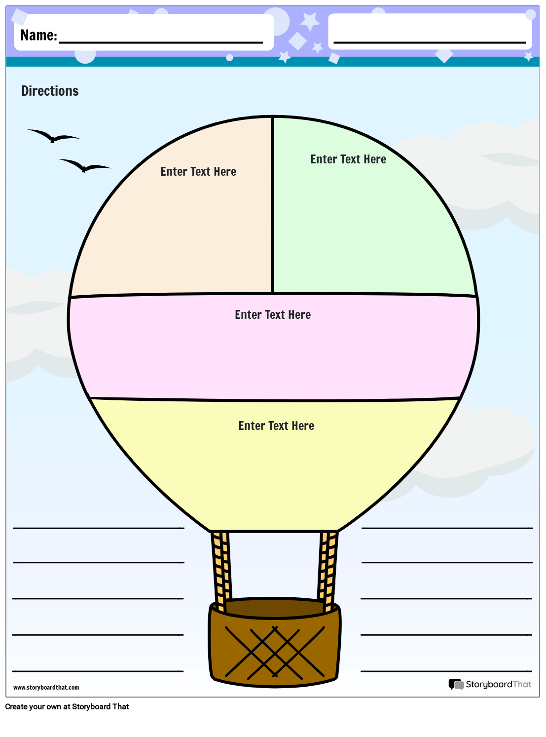 Balão de ar Quente Organizador Gráfico