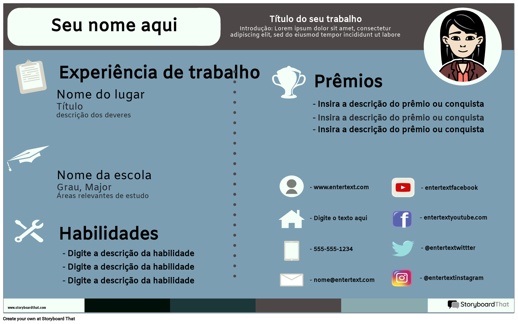 Currículo Infográfico Paisagem Cor 1
