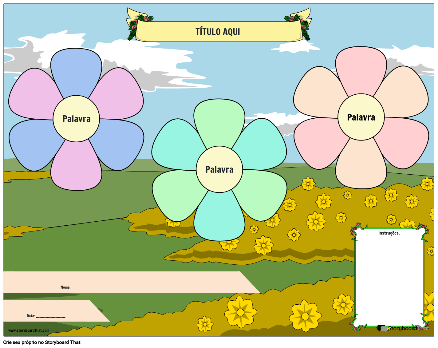 Diagrama De Flores De Tipos De Verbos Storyboard