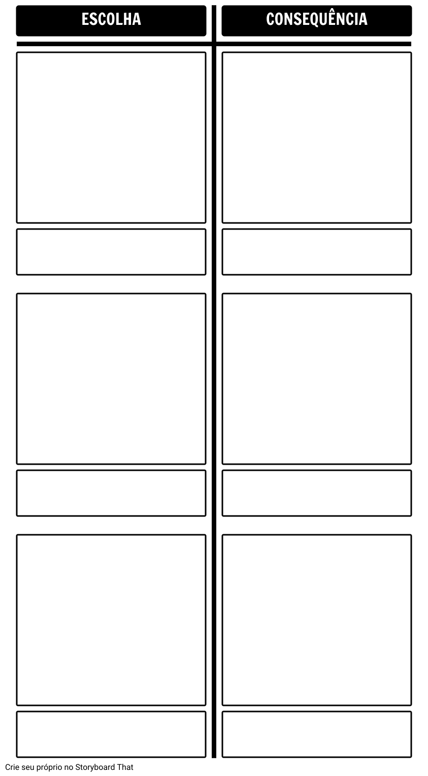 Escolhas E Consequências Modelo Storyboard Por Pt Examples