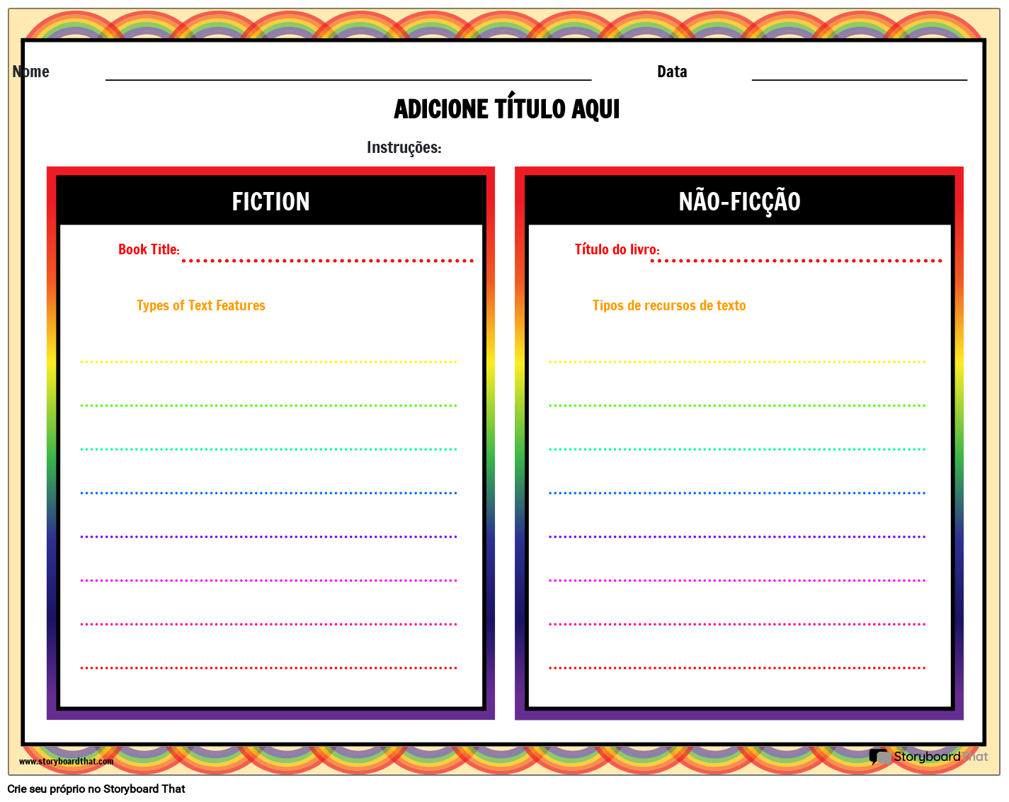 Fic o Vs Planilha De N o Fic o Storyboard Por Pt examples