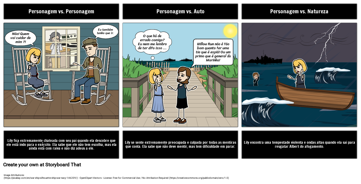 Lily's Crossing Literary Conflict Storyboard por ptexamples