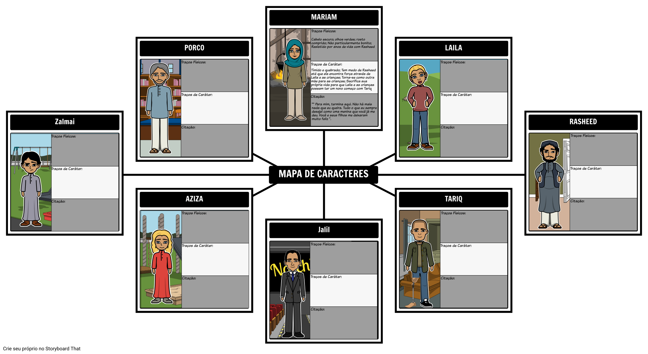 Mapa De Caracteres 4 Campos Preenchidos Storyboard 7027